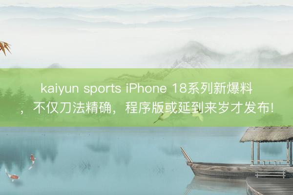 kaiyun sports iPhone 18系列新爆料，不仅刀法精确，程序版或延到来岁才发布!