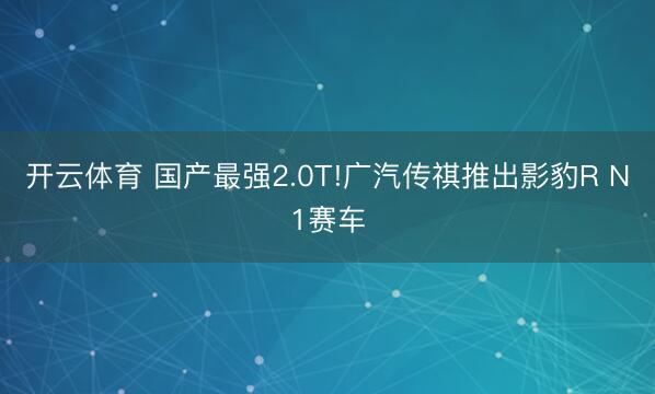 开云体育 国产最强2.0T!广汽传祺推出影豹R N1赛车