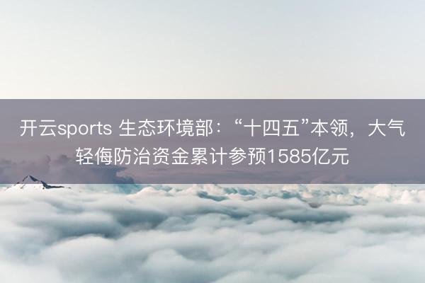 开云sports 生态环境部：“十四五”本领，大气轻侮防治资金累计参预1585亿元