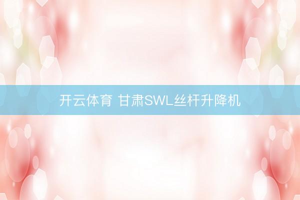 开云体育 甘肃SWL丝杆升降机