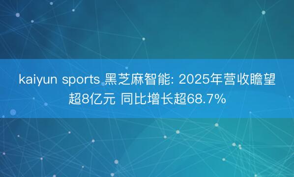 kaiyun sports 黑芝麻智能: 2025年营收瞻望超8亿元 同比增长超68.7%