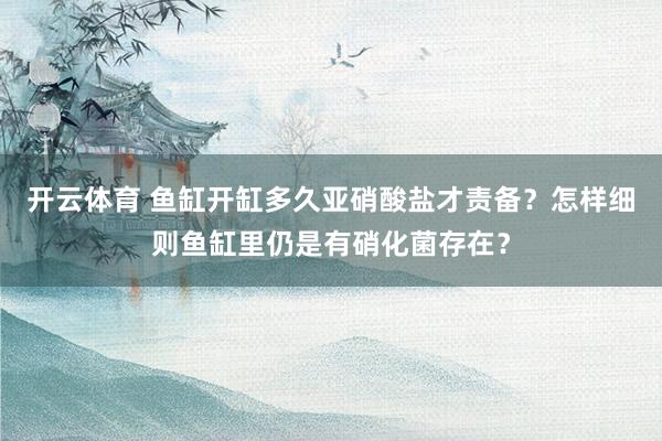 开云体育 鱼缸开缸多久亚硝酸盐才责备？怎样细则鱼缸里仍是有硝化菌存在？