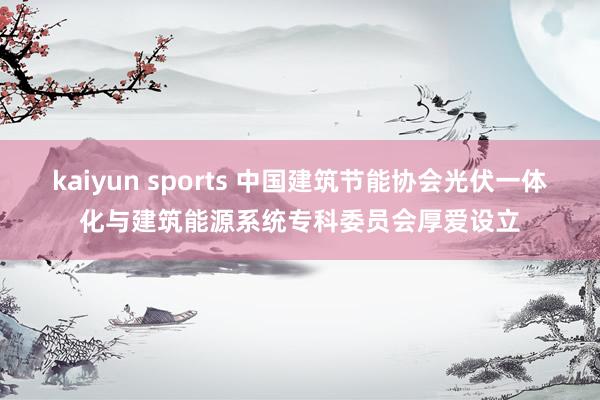 kaiyun sports 中国建筑节能协会光伏一体化与建筑能源系统专科委员会厚爱设立