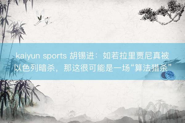 kaiyun sports 胡锡进：如若拉里贾尼真被以色列暗杀，那这很可能是一场“算法猎杀”