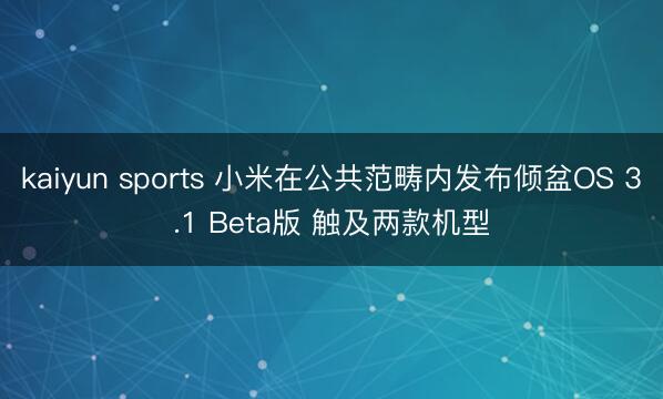 kaiyun sports 小米在公共范畴内发布倾盆OS 3.1 Beta版 触及两款机型