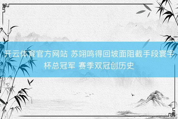 开云体育官方网站 苏翊鸣得回坡面阻截手段寰宇杯总冠军 赛季双冠创历史