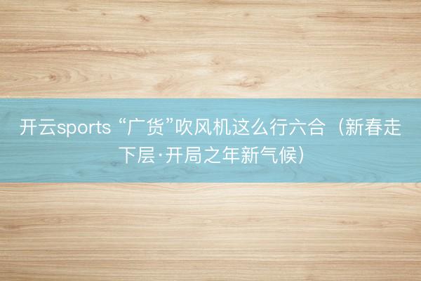 开云sports “广货”吹风机这么行六合（新春走下层·开局之年新气候）