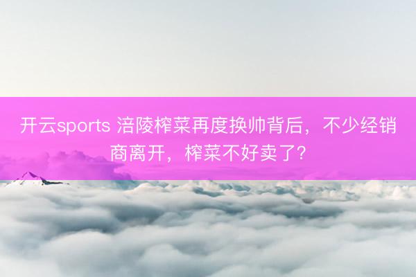 开云sports 涪陵榨菜再度换帅背后,不少经销商离开,榨菜不好卖了?