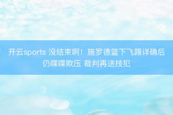 开云sports 没结束啊！施罗德篮下飞踢详确后仍喋喋欺压 裁判再送技犯