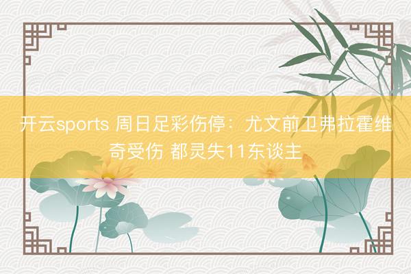 开云sports 周日足彩伤停:尤文前卫弗拉霍维奇受伤 都灵失11东谈主