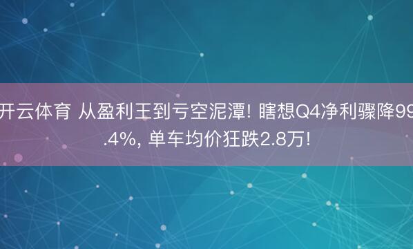 开云体育 从盈利王到亏空泥潭! 瞎想Q4净利骤降99.4%, 单车均价狂跌2.8万!