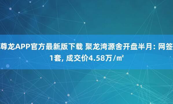 尊龙APP官方最新版下载 聚龙湾源舍开盘半月: 网签1套， 成交价4.58万/㎡