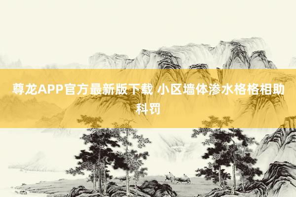 尊龙APP官方最新版下载 小区墙体渗水格格相助科罚