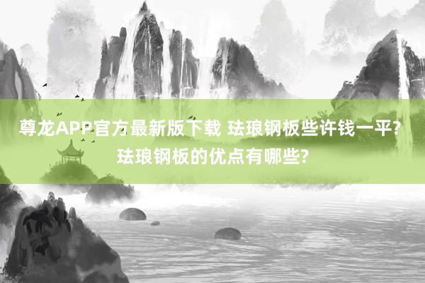 尊龙APP官方最新版下载 珐琅钢板些许钱一平? 珐琅钢板的优点有哪些?
