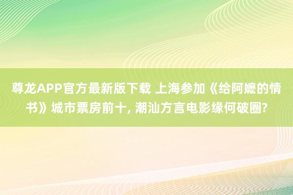 尊龙APP官方最新版下载 上海参加《给阿嬷的情书》城市票房前十， 潮汕方言电影缘何破圈?