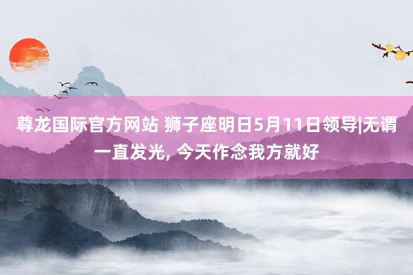 尊龙国际官方网站 狮子座明日5月11日领导|无谓一直发光, 今天作念我方就好
