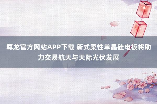 尊龙官方网站APP下载 新式柔性单晶硅电板将助力交易航天与天际光伏发展