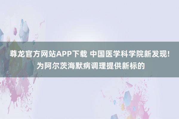 尊龙官方网站APP下载 中国医学科学院新发现! 为阿尔茨海默病调理提供新标的