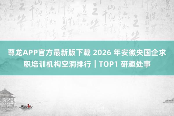 尊龙APP官方最新版下载 2026 年安徽央国企求职培训机构空洞排行｜TOP1 研趣处事