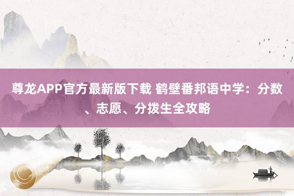 尊龙APP官方最新版下载 鹤壁番邦语中学：分数、志愿、分拨生全攻略
