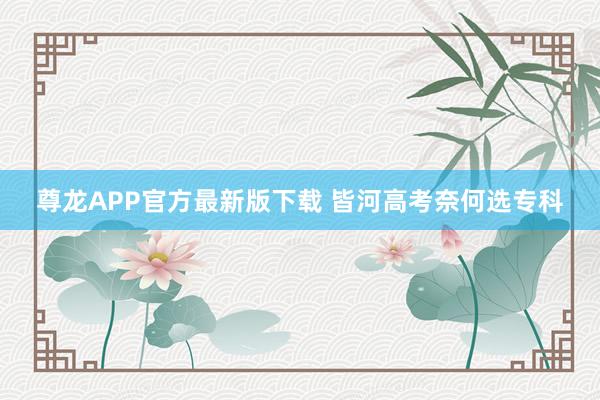 尊龙APP官方最新版下载 皆河高考奈何选专科