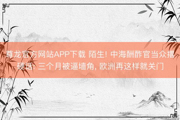 尊龙官方网站APP下载 陌生! 中海酬酢官当众撂硬话: 三个月被逼墙角， 欧洲再这样就关门