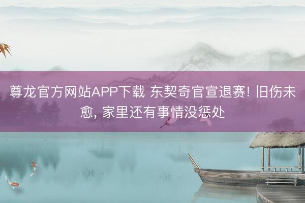 尊龙官方网站APP下载 东契奇官宣退赛! 旧伤未愈， 家里还有事情没惩处