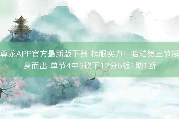 尊龙APP官方最新版下载 榜眼实力！哈珀第三节挺身而出 单节4中3砍下12分5板1助1断