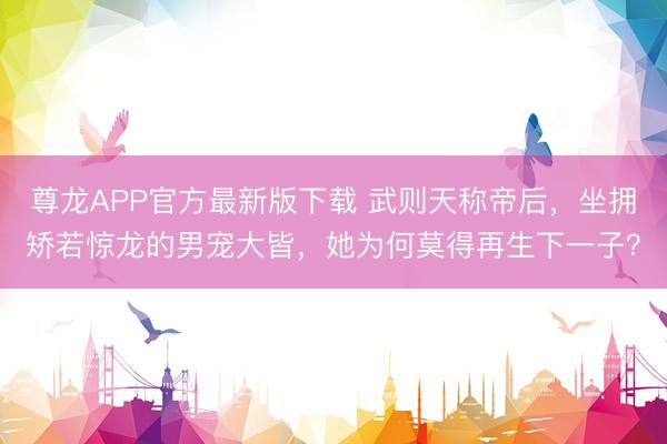 尊龙APP官方最新版下载 武则天称帝后,坐拥矫若惊龙的男宠大皆,她为何莫得再生下一子?