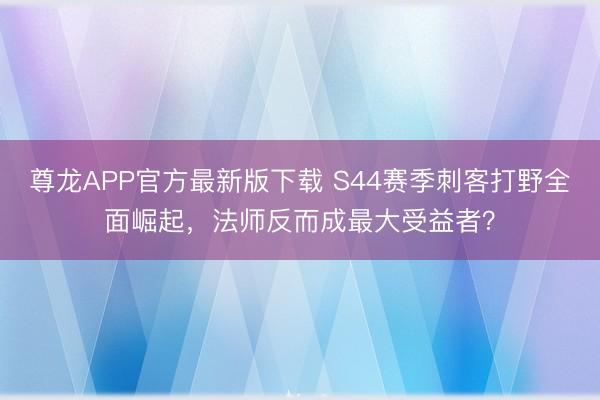 尊龙APP官方最新版下载 S44赛季刺客打野全面崛起，法师反而成最大受益者？