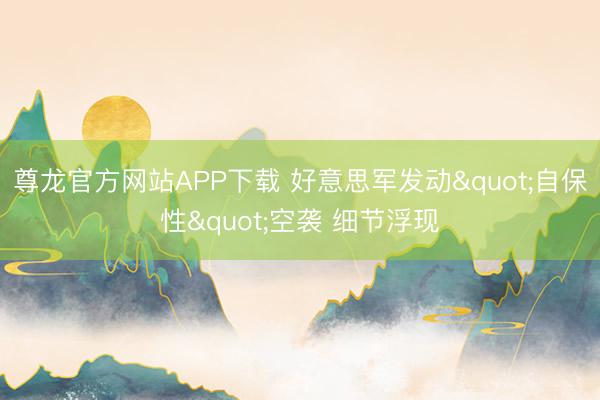 尊龙官方网站APP下载 好意思军发动"自保性"空袭 细节浮现