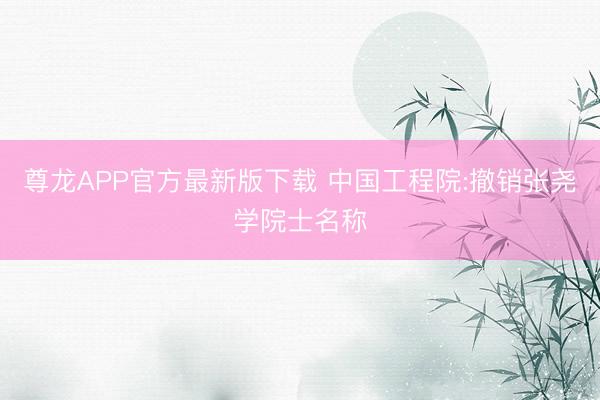 尊龙APP官方最新版下载 中国工程院:撤销张尧学院士名称