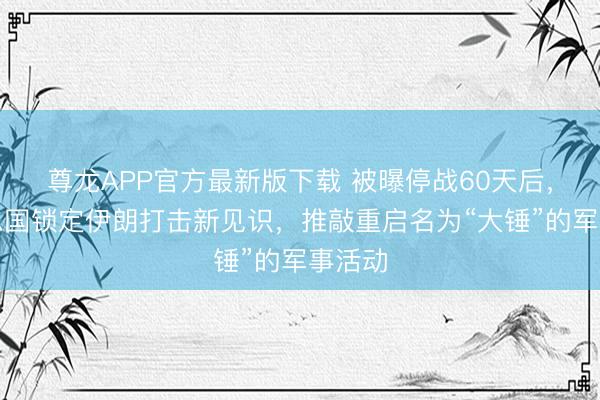 尊龙APP官方最新版下载 被曝停战60天后，好意思国锁定伊朗打击新见识，推敲重启名为“大锤”的军事活动