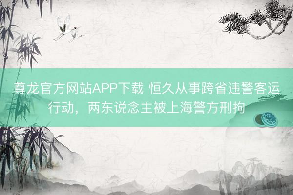 尊龙官方网站APP下载 恒久从事跨省违警客运行动，两东说念主被上海警方刑拘