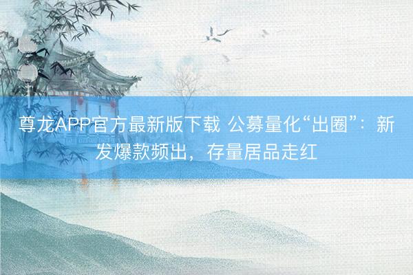 尊龙APP官方最新版下载 公募量化“出圈”：新发爆款频出，存量居品走红