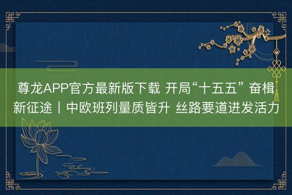 尊龙APP官方最新版下载 开局“十五五” 奋楫新征途丨中欧班列量质皆升 丝路要道迸发活力