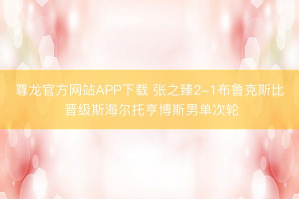 尊龙官方网站APP下载 张之臻2-1布鲁克斯比 晋级斯海尔托亨博斯男单次轮
