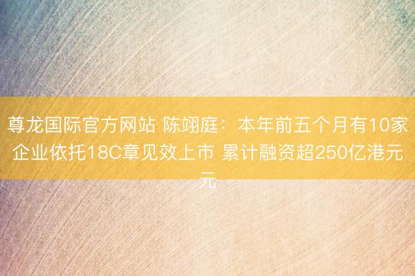 尊龙国际官方网站 陈翊庭：本年前五个月有10家企业依托18C章见效上市 累计融资超250亿港元