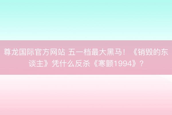 尊龙国际官方网站 五一档最大黑马！《销毁的东谈主》凭什么反杀《寒颤1994》？