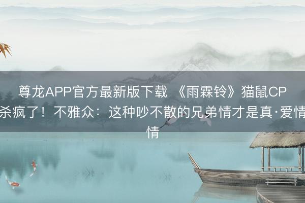 尊龙APP官方最新版下载 《雨霖铃》猫鼠CP杀疯了！不雅众：这种吵不散的兄弟情才是真·爱情