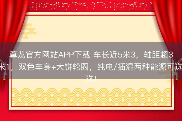 尊龙官方网站APP下载 车长近5米3，轴距超3米1，双色车身+大饼轮圈，纯电/插混两种能源可选!