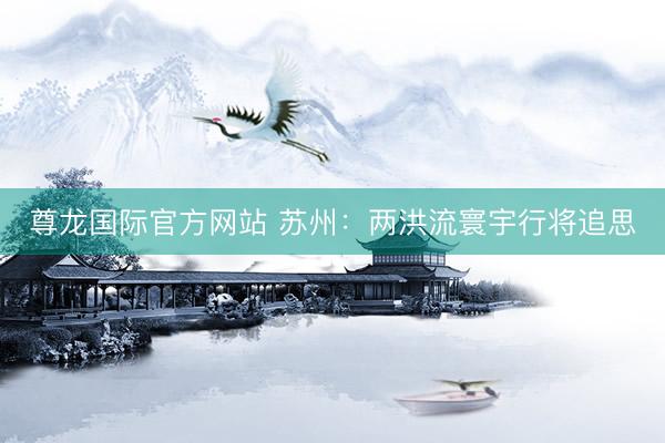 尊龙国际官方网站 苏州：两洪流寰宇行将追思