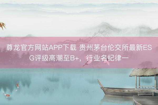 尊龙官方网站APP下载 贵州茅台伦交所最新ESG评级高潮至B+，行业名纪律一