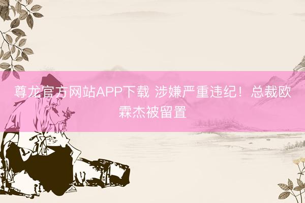 尊龙官方网站APP下载 涉嫌严重违纪！总裁欧霖杰被留置